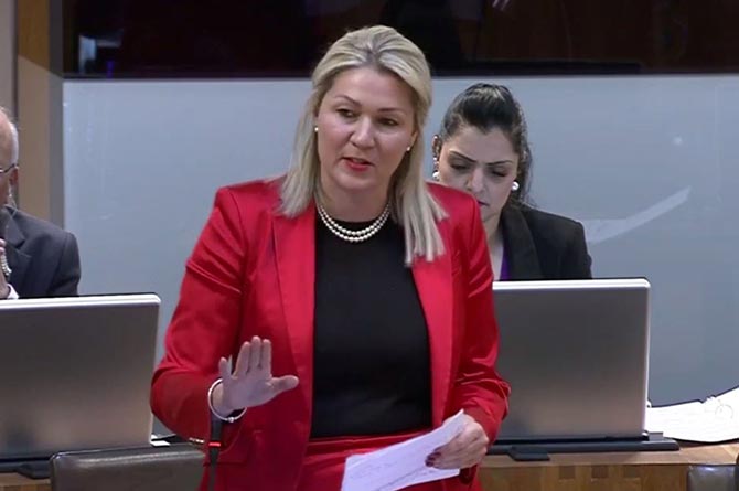 Laura Anne Jones MS speaking in the Senedd