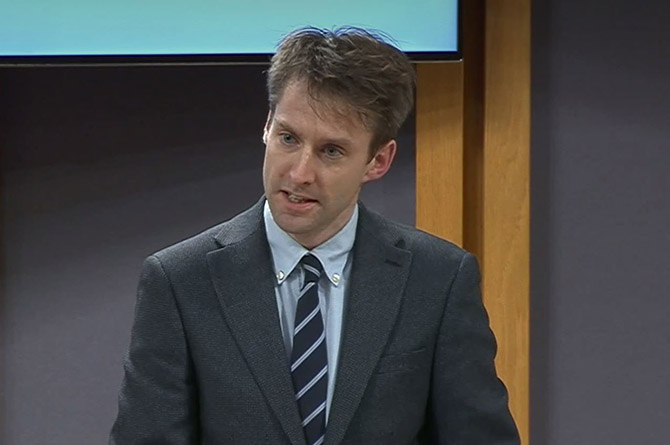 Conservative MS Sam Rowlands speaking in the Senedd